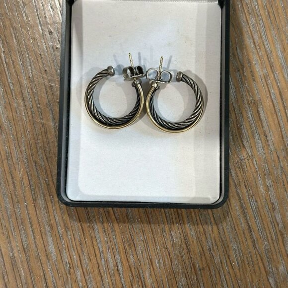 David Yurman Jewelry - David Yurman Elegant Gold And Silver Hoop Earrings